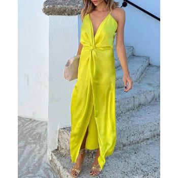 Women V-neck sexy party dress歐美性感連衣裙深V禮服露背吊帶