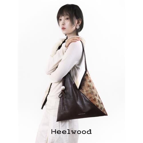 合無Heelwood 拼色銹木三角包 原創設計新中式繩結單肩包2024秋冬