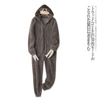 毛絨家居連體衣 冬新親子裝卡通連帽領拉鏈長袖連體束口長褲26560