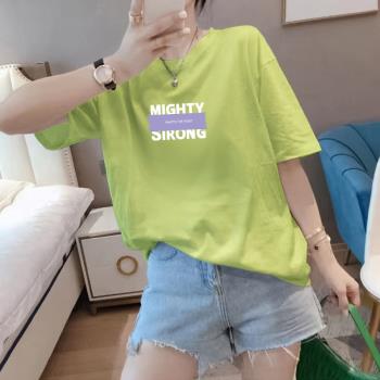 100%純棉夏季新款大碼中年媽媽裝時尚減齡寬松正肩短袖t恤上衣女