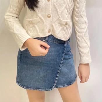 maje2023女裝斜門襟牛仔半身裙