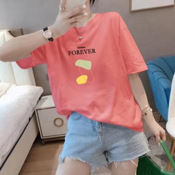 洋氣大碼中年媽媽女裝夏季新款短袖t恤女士加肥顯瘦寬松純棉上衣