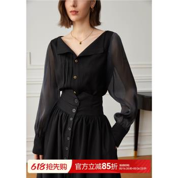 AEL小眾燈籠袖醋酸上衣防曬襯衫
