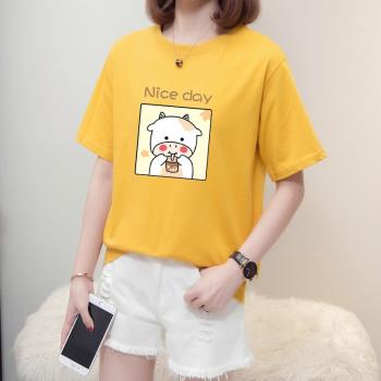 純棉t恤女短袖2022夏季新款寬松顯瘦240斤胖mm韓版大碼半袖上衣服