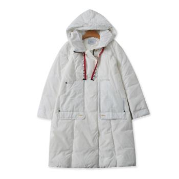 A41羽絨服女冬季新款韓版時尚連帽長袖保暖白鴨絨顯瘦中長款外套