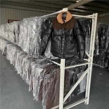 羊毛領冬季保暖真皮皮衣羽絨服