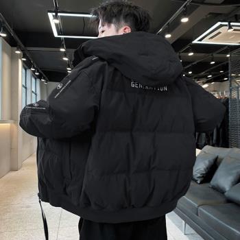 潮牌短款外套加厚帥氣連帽羽絨服