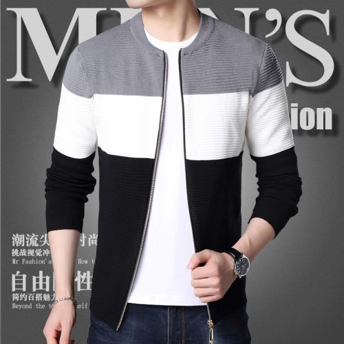 春秋休閑夾克薄款毛衣男士外套