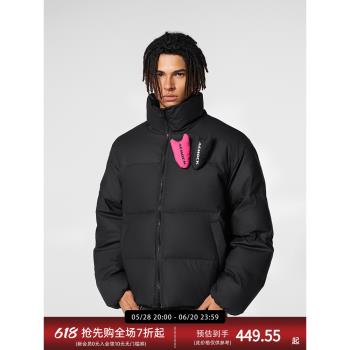 (免運)【Achock官方店】pu皮魔術貼羽絨服男款潮牌90白鴨絨情侶羽絨服女