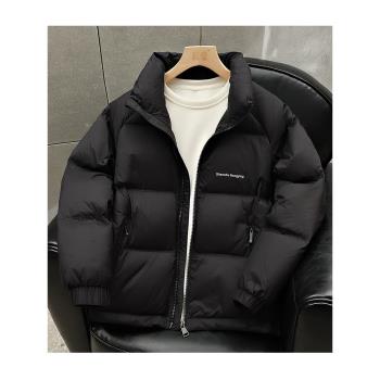 (免運)輕奢拉鏈袋羽絨服男冬季2024新款輕薄立領防寒服短款黑金冬裝外套