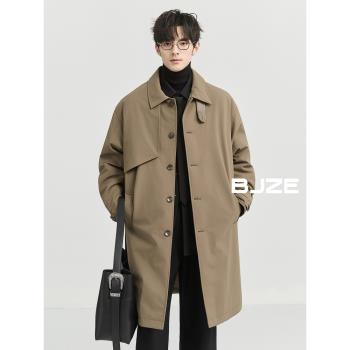 (免運)BJZE男裝24冬季馬肯翻領羽絨服男中長款鴨絨保暖加厚風衣派克外套