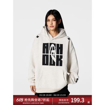 (免運)【Achock官方店】重工刺繡連帽衛衣潮秋冬加絨加厚重磅情侶款外套