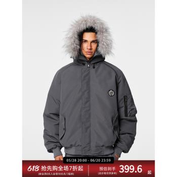 (免運)【Achock官方店】毛領連帽棉服外套男秋冬新品美式復古加厚派克服