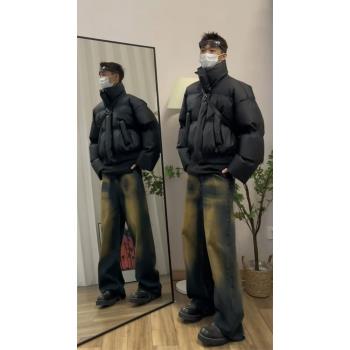 (免運)美式復古cleanfit短款棉服男冬季輕薄立領羽絨服vibe高街棉衣外套