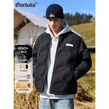 (免運)GURBAKS秋冬新款白鴨絨羽絨服男女加厚棒球領外套情侶飛行員夾克