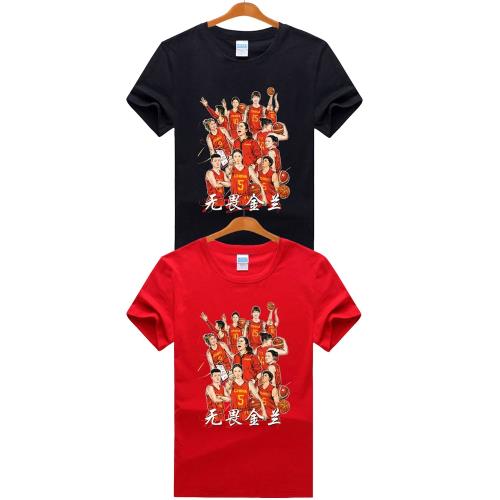 中國女籃無畏金蘭全家福純棉短袖T恤男女情侶寬松紀念上衣服體恤