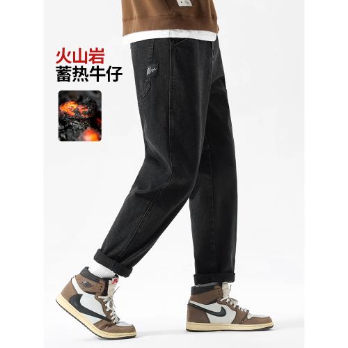 布衣傳說蓄熱原色加絨牛仔褲子