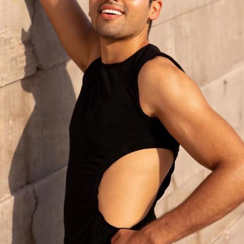 男士背心緊身莫代爾棉無痕吊帶跨欄運動內穿內衣上身打底衫男潮