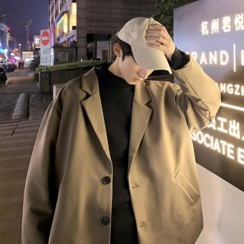 港風ins外套男春秋潮流寬松韓版西裝學生百搭休閑小西服les痞帥t