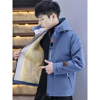 秋冬季加絨連帽保暖初中棉服外套
