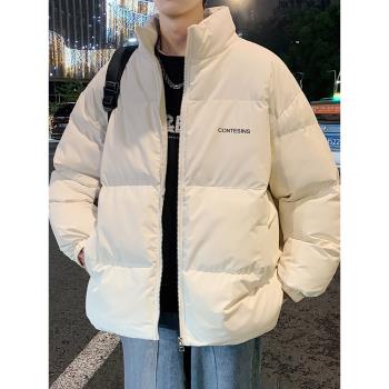 秋冬季加絨厚男士棉服裝2024年新款羽絨棉衣外套男生棉襖麵包情侶
