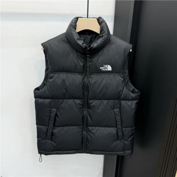 男士羽絨馬甲背心2024冬季新款羽絨服短款刺繡立領保暖白鴨絨外套