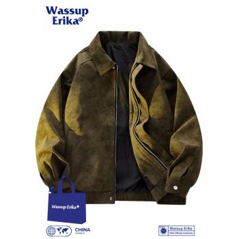 WASSUP ERIKA男款加絨復古皮夾克