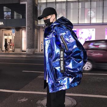 嘻哈街舞演出銀色飄帶連帽夾克