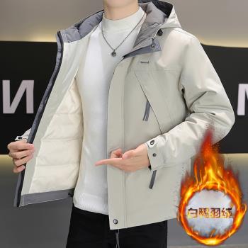 潮牌男冬季連帽沖鋒衣外套羽絨服