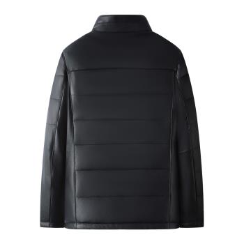 羽絨棉服外套爸爸裝休閑真皮皮衣