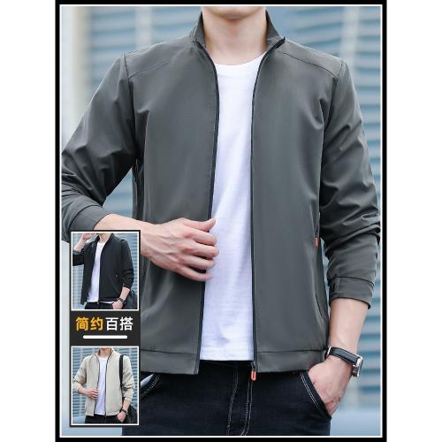 冬季外套男款潮牌修身立領沖鋒衣2026秋冬新款純色商務休閑夾克男