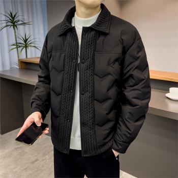 麥穗拼接時尚翻領外套輕薄羽絨服