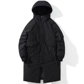 新款棉衣男中長款加肥加大碼冬季外套潮胖子工裝羽絨棉服加厚棉襖