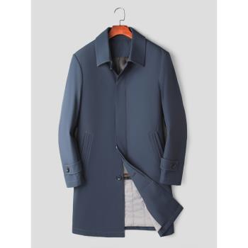 尼克服男翻領中長款風衣派克服水貂內膽海寧皮草大衣皮毛一體外套