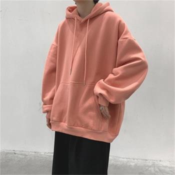ins秋冬季百搭寬松純色連帽衛衣