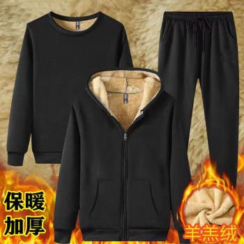 冬季加厚羊羔絨休閑運動褲子外套