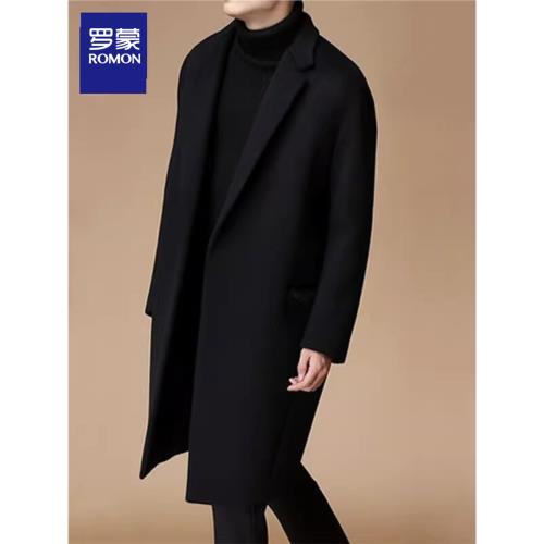 羅蒙雙面毛呢羊毛大衣男士2025春秋季新款中長高級感呢子風衣外套