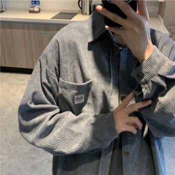 春秋冬季港風復古燈芯絨長袖襯衫