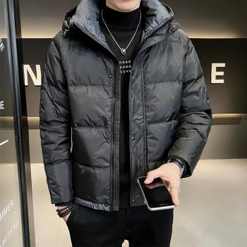 男士短款連帽簡約百搭外套羽絨服
