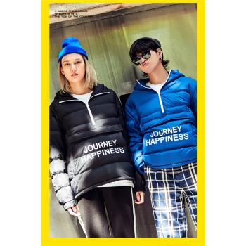 聯名款~ 2023冬季男輕盈情侶麵包服連帽套頭寬松保暖羽絨外套