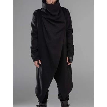 外貿新款男士斗篷外套不規則設計朋克風中長款風衣Men cloak coat