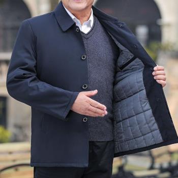 新款中老年男裝外套加絨加厚夾克爸爸棉衣外套保暖寬松秋冬季棉服