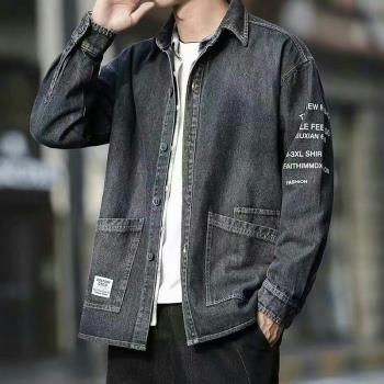 春秋寬松加肥夾克上衣牛仔外套