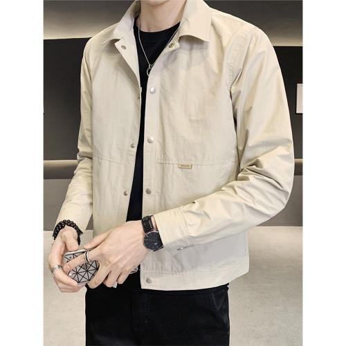 新款夾克男春秋季短款工裝修身翻領休閑衣服薄款男士外套秋季上衣