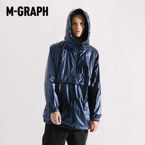 M-GRAPH卓卡潮牌男裝青春流行薄款時尚熒光連帽中長款風衣外套男