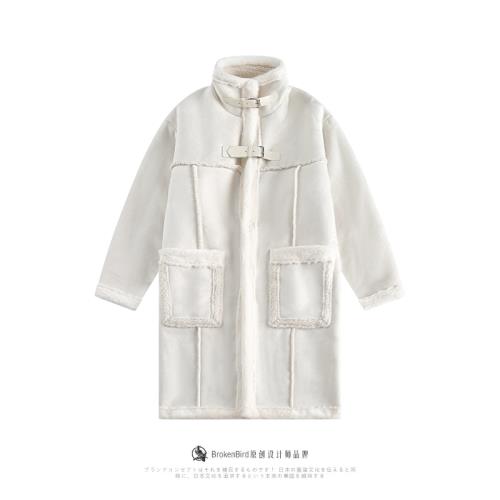 復古長款冬季加厚棉服麂皮絨外套