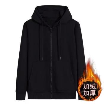 秋冬季拉鏈黑色連帽衛衣男潮牌情侶加絨運動寬松大碼百搭開衫外套