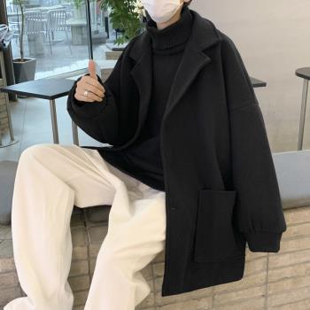 冬季毛呢大衣男中長款韓版過膝加厚呢子外套高階感休閑英倫風衣服