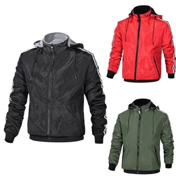 男士運動雙面夾克防風保暖連帽沖鋒衣戶外運動外套 Sport jacket
