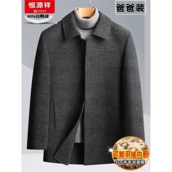 皮爾卡丹K050中長羽絨呢子大衣